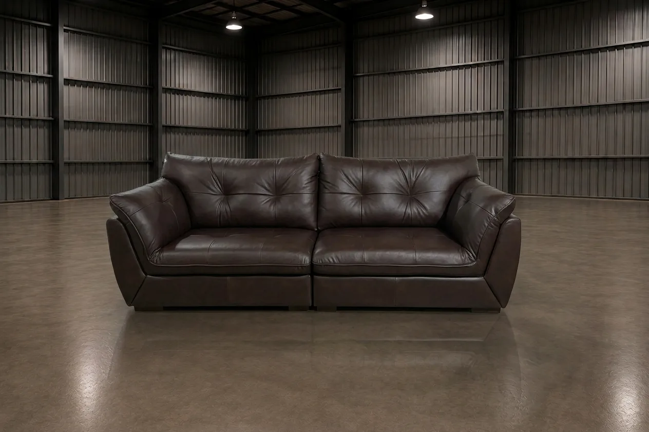 Sofá retrátil em U com chaise, revestido em suede bege